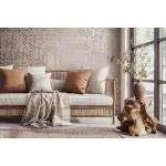 City Romance Kör mintás: barna alapon króm vlies-vinyl tapéta