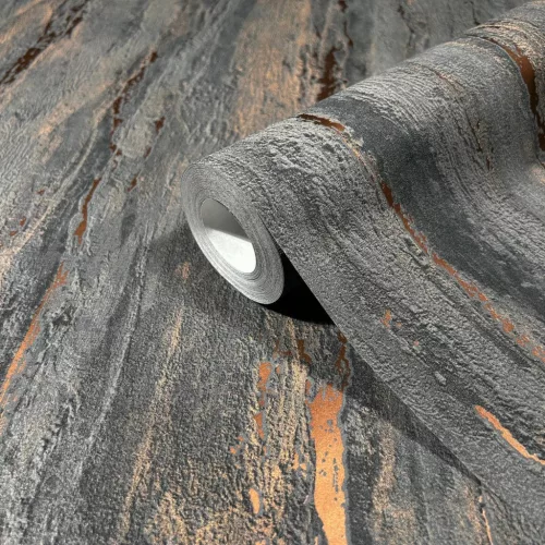 City Romance Mészkő: fekete alapon arany fényes mintás vlies-vinyl tapéta