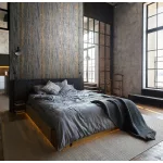 City Romance Mészkő: fekete alapon arany fényes mintás vlies-vinyl tapéta