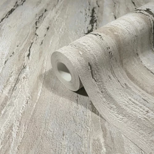 City Romance Mészkő: barnás-szürke alapon fényes mintás vlies-vinyl tapéta