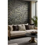 Ritus: Fekete arany gyöngyház fényes hatású modern dombormintás (mosható) vlies-vinyl tapéta