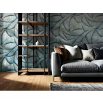 Ritus: Türkizeskék arany ezüst gyöngyházas fényes hatású modern dombormintás (mosható) vlies-vinyl tapéta