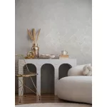 Ritus: Gyöngyházas törtfehér fényes hatású négyszöges modern dombormintás (mosható) vlies-vinyl tapéta