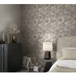 Ritus: Bronz ezüst pici bézzsel gyöngyházas fényes hatású négyszöges modern dombormintás (mosható) vlies-vinyl tapéta