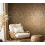 Ritus: Óarany arany pici barnával gyöngyházas fényes hatású négyszöges modern dombormintás (mosható) vlies-vinyl tapéta