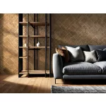 Ritus: Óarany arany pici barnával gyöngyházas fényes hatású négyszöges modern dombormintás (mosható) vlies-vinyl tapéta