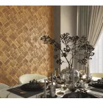 Ritus: Óarany arany pici barnával gyöngyházas fényes hatású négyszöges modern dombormintás (mosható) vlies-vinyl tapéta
