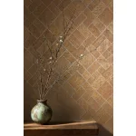 Ritus: Óarany arany pici barnával gyöngyházas fényes hatású négyszöges modern dombormintás (mosható) vlies-vinyl tapéta