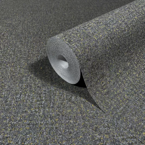 Ritus: Fekete-arany apró betonmintás egyszínű matt texturált (mosható) vlies-vinyl tapéta