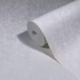   Ritus: Fényes fehér vakolatmintás egyszínű matt texturált (mosható) vlies-vinyl tapéta
