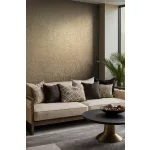 Ritus: Fényes aranybarna vakolatmintás egyszínű matt texturált (mosható) vlies-vinyl tapéta