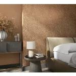 Ritus: Barna alapon fémes bronz virág mintás (mosható) vlies-vinyl tapéta