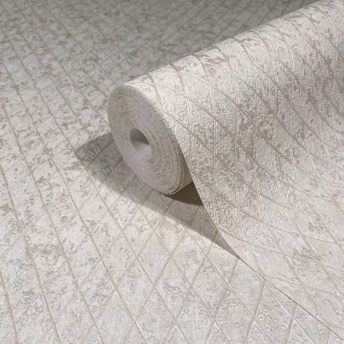 Ritus: Modern bézs-arany rombusz mintás (mosható) vlies-vinyl tapéta