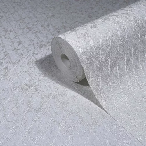 Ritus: Modern gyöngyházfehér rombusz mintás (mosható) vlies-vinyl tapéta