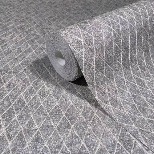 Ritus: Modern ezüst szürke rombusz mintás (mosható) vlies-vinyl tapéta