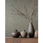 Ritus: Modern barna-kék rombusz mintás (mosható) vlies-vinyl tapéta