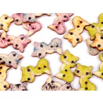 Fa gomb: Cuki cica vegyes színekben