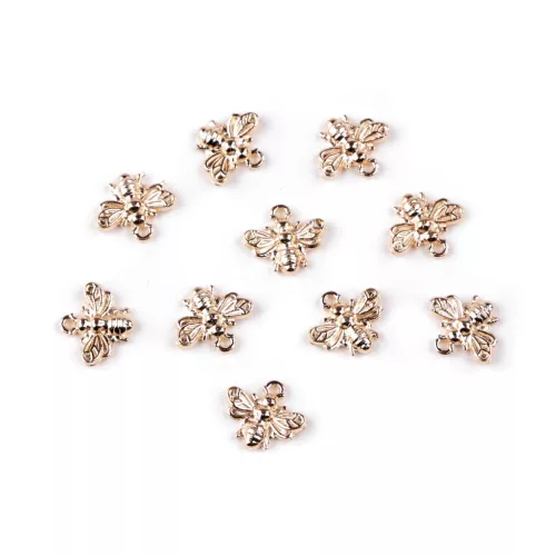 Arany színű fém medál mini méhecske 13x11 mm