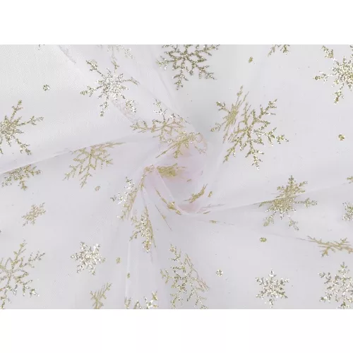 Glitteres farsangi/karácsonyi organza hópelyhekkel: ARANY