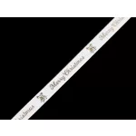 Karácsonyi ripsz szalag Merry Christmas fehér a. arany 10 mm széles