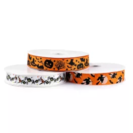 Ripsz szalag Halloweenes mintákkal 25 mm-es
