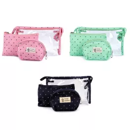   3 db-ból álló Kozmetikai táska (neszeszer) készlet - több színben