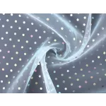 Babakék organza hologramos/szivárványos pöttyökkel 