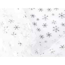 Fehér alapon ezüst hópelyhes organza