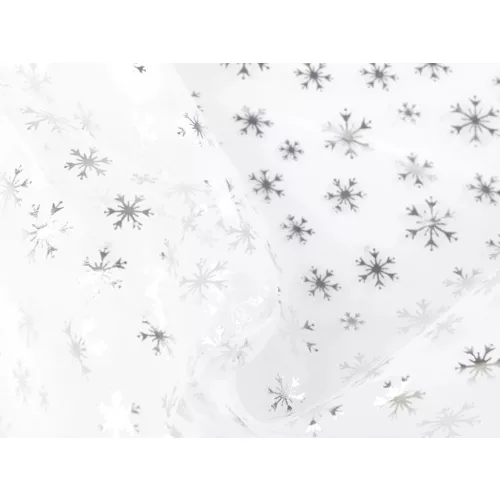Fehér alapon ezüst hópelyhes organza