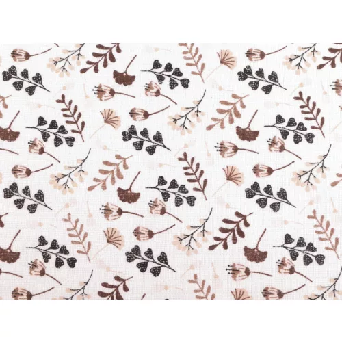 0,5 m EGYBEN KÉRHETŐ Fehér-barna termés-leveles mintás tetra pelenka 80 cm széles