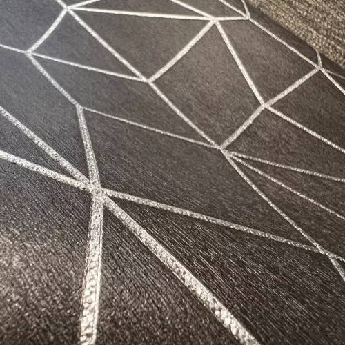 Metálos kollekció Speciel FX2: Antracit geometrikus háló mintás (mosható) vlies-vinyl tapéta