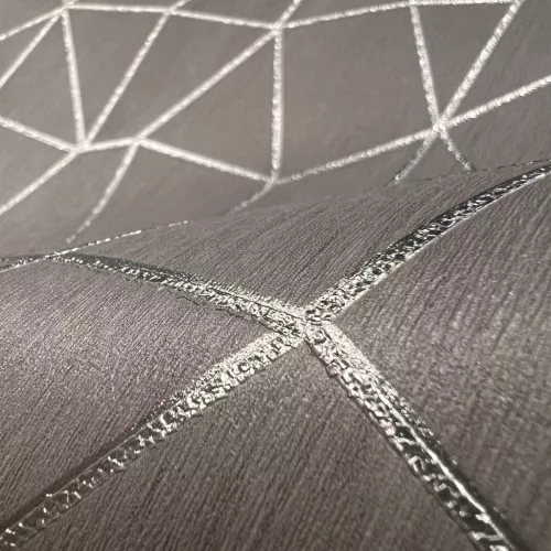 Metálos kollekció Speciel FX2: Melegszürke geometrikus háló mintás (mosható) vlies-vinyl tapéta