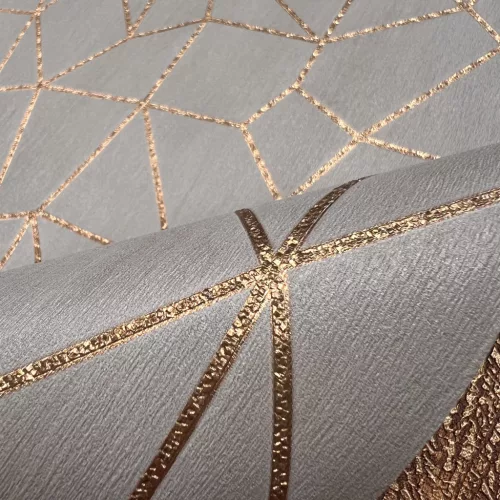 Metálos kollekció Speciel FX2: Pezsgőarany geometrikus háló mintás (mosható) vlies-vinyl tapéta