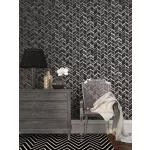 Metálos kollekció Speciel FX2: Fekete-ezüst art deco chevron mintás (mosható) vlies-vinyl tapéta