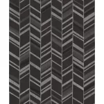 Metálos kollekció Speciel FX2: Fekete-ezüst art deco chevron mintás (mosható) vlies-vinyl tapéta