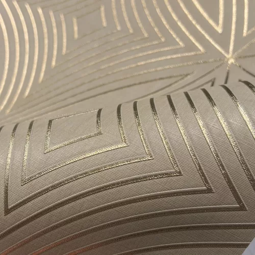 Metálos kollekció Speciel FX2: Krém-arany geometrikus ívmintás (mosható) vlies-vinyl tapéta