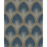 Metálos kollekció Speciel FX2: Éjkék alapon arany leveles geometrikus mintás (mosható) vlies-vinyl tapéta