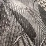 Metálos kollekció Speciel FX2: Antracit-ezüsfényű leveles geometrikus mintás (mosható) vlies-vinyl tapéta