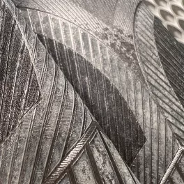 Metálos kollekció Speciel FX2: Antracit-ezüsfényű leveles geometrikus mintás (mosható) vlies-vinyl tapéta