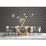 Metálos kollekció Speciel FX2: Antracit-ezüsfényű leveles geometrikus mintás (mosható) vlies-vinyl tapéta