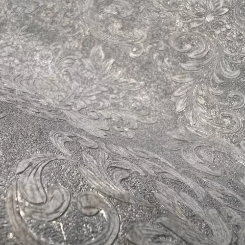 Metálos kollekció Speciel FX2: Kékesszürke-ezüstös barokk damaszt mintás (mosható) vlies-vinyl tapéta