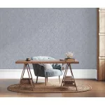 Metálos kollekció Speciel FX2: Kékesszürke-ezüstös barokk damaszt mintás (mosható) vlies-vinyl tapéta