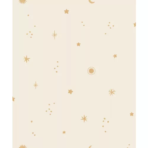 Little Dreamers: Csillagos krém alapon arany mintával (mosható) vlies-vinyl tapéta
