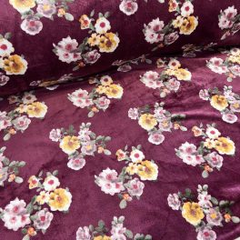   KIÁRUSÍTÁS: Sötét mályva alapon virágos selymes típusú wellsoft