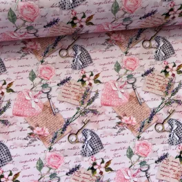   Designer vízálló szövet: Szívecskés tűpárnás-rózsáa-levendulás