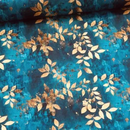   Designer vízálló szövet: Türkizes-kékes a. arany leveles-indás