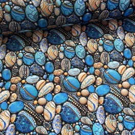 Designer vízálló szövet: Kék festett kavicsos