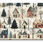 Designer vízálló szövet: Világosabb alapon házikós-fenyőfás