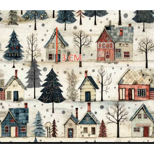 Designer vízálló szövet: Világosabb alapon házikós-fenyőfás