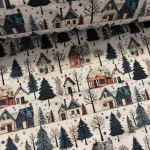 Designer vízálló szövet: Világosabb alapon házikós-fenyőfás